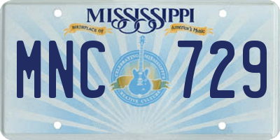 MS license plate MNC729
