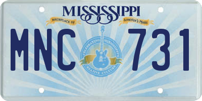 MS license plate MNC731