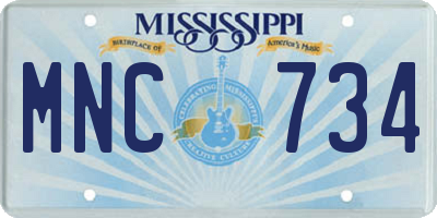 MS license plate MNC734