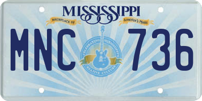 MS license plate MNC736