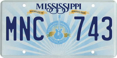 MS license plate MNC743
