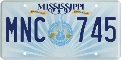 MS license plate MNC745