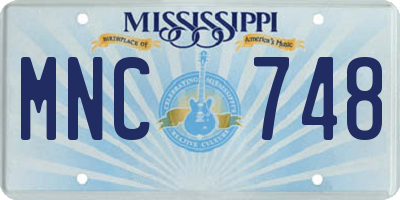MS license plate MNC748