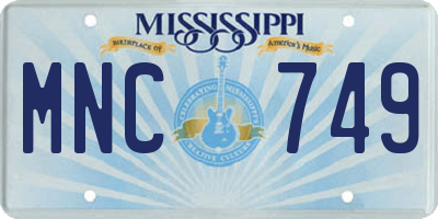 MS license plate MNC749