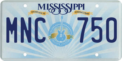 MS license plate MNC750