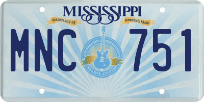 MS license plate MNC751