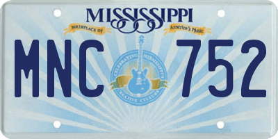MS license plate MNC752