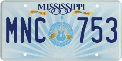 MS license plate MNC753