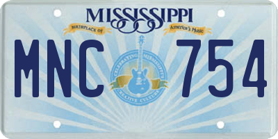 MS license plate MNC754