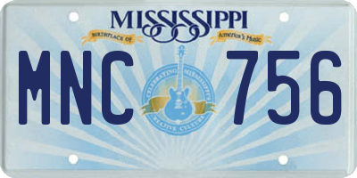MS license plate MNC756