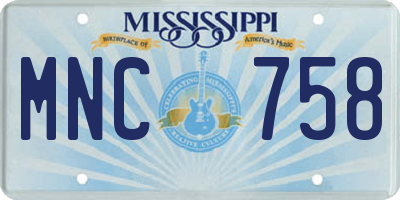 MS license plate MNC758