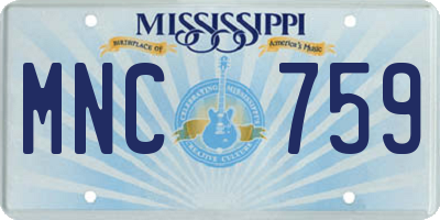 MS license plate MNC759