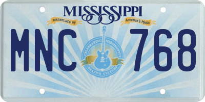 MS license plate MNC768