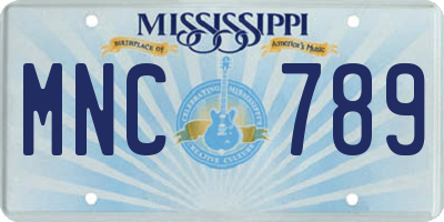 MS license plate MNC789