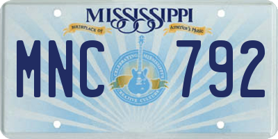 MS license plate MNC792