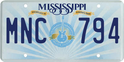 MS license plate MNC794