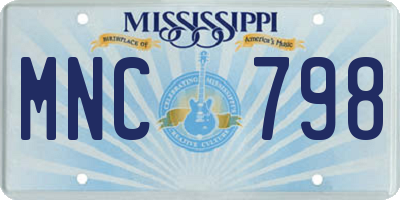 MS license plate MNC798