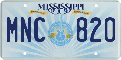 MS license plate MNC820