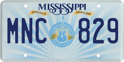 MS license plate MNC829
