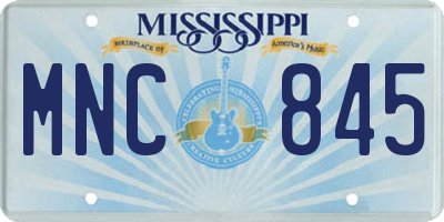 MS license plate MNC845