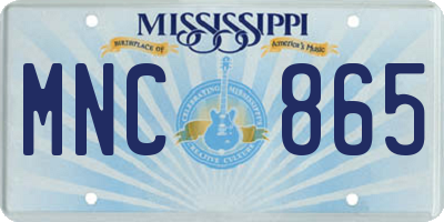 MS license plate MNC865
