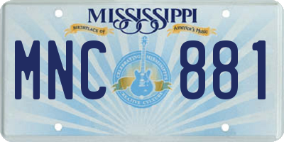 MS license plate MNC881