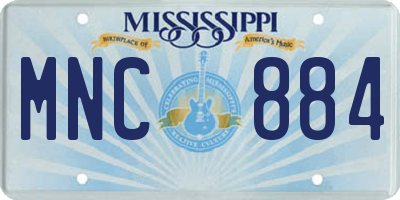 MS license plate MNC884