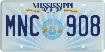 MS license plate MNC908