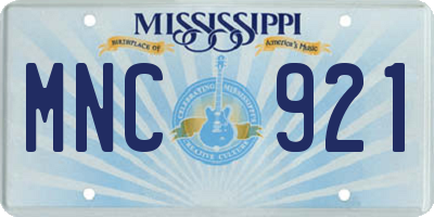 MS license plate MNC921
