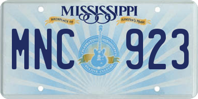 MS license plate MNC923