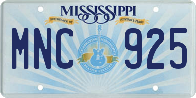 MS license plate MNC925