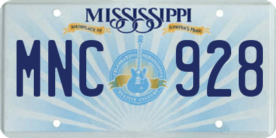 MS license plate MNC928