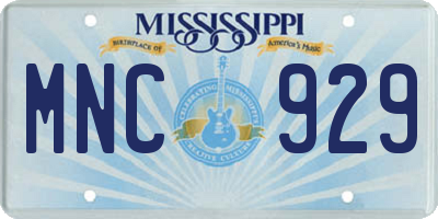MS license plate MNC929