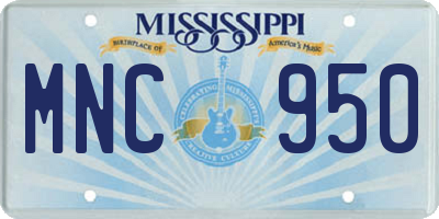 MS license plate MNC950
