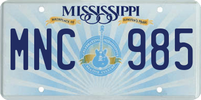 MS license plate MNC985