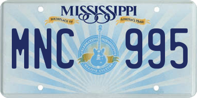 MS license plate MNC995