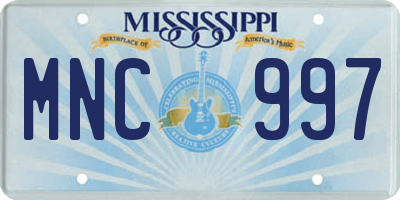 MS license plate MNC997