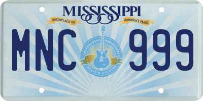 MS license plate MNC999