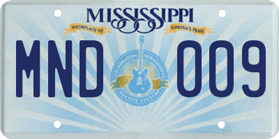 MS license plate MND009