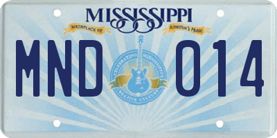 MS license plate MND014