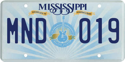 MS license plate MND019