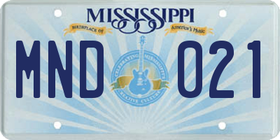 MS license plate MND021