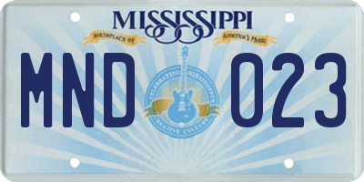 MS license plate MND023