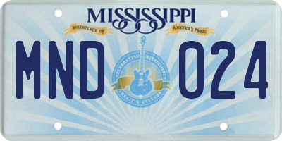 MS license plate MND024