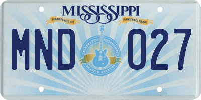 MS license plate MND027