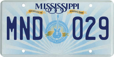 MS license plate MND029
