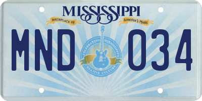 MS license plate MND034