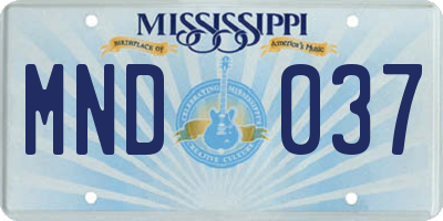 MS license plate MND037