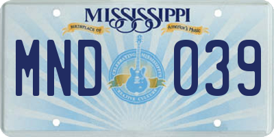 MS license plate MND039
