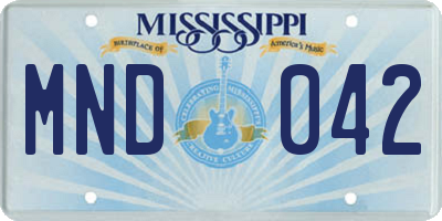 MS license plate MND042